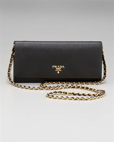 prada leather wallet black luxe saffiano chain crossbody bags|Prada Saffiano Lux Wallet on Chain .